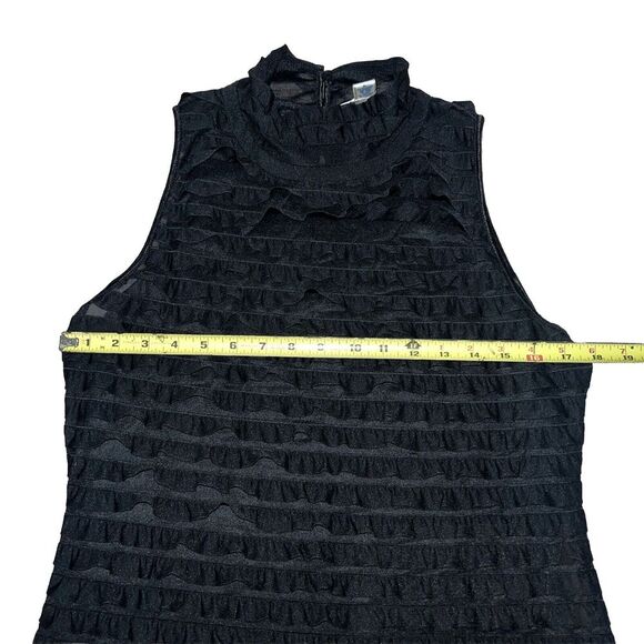 Black Ruffle Gothy Sheer Top Witchy Derek Heart Button High Neck Size L - Picture 7 of 8